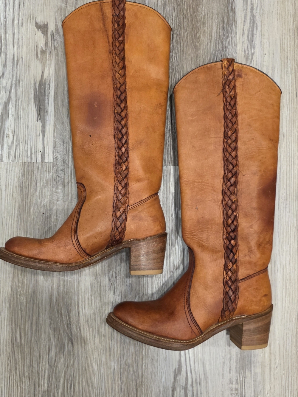 Miss Capezio Vintage Braided Leather Boots